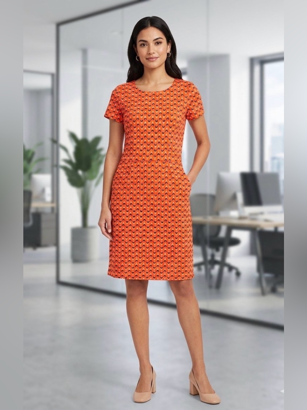 Boden Phoebe Jersey Dress Floral Pockets Casual Career Office Stretch Size 8